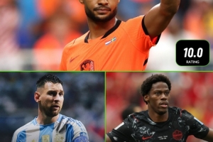 加克波被评为whoscored10分，与梅西、戴维齐名，此前三届世界杯仅三人获此殊荣