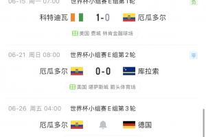 厄瓜多尔世界杯小组赛9战仅4胜3平2负,南美球队胜率低