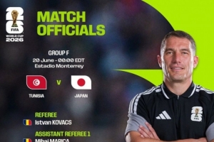 FIFA：世界杯F组第二轮突尼斯对阵日本，罗马尼亚裁判团队担任主裁