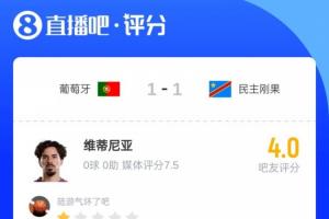 维蒂尼亚134次触球居首，吧友却表示不满：安全球大师，难符1.4亿身价