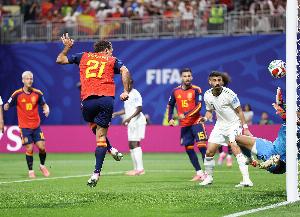 奥亚萨瓦尔3分钟进2球,奥尔莫传射,西班牙以3-0领先沙特